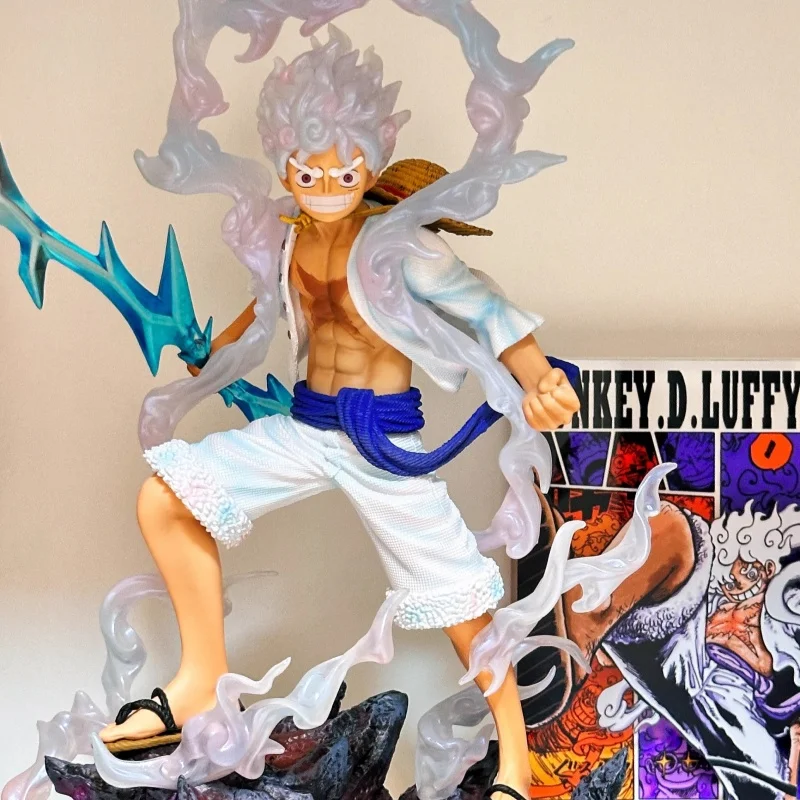 Figura de One Piece de Anime Lightning Luffy Gear 5, colección de adornos de muñecos Sun God Nikka, modelo de figuras de acción de Pvc de 27cm, juguetes de regalo