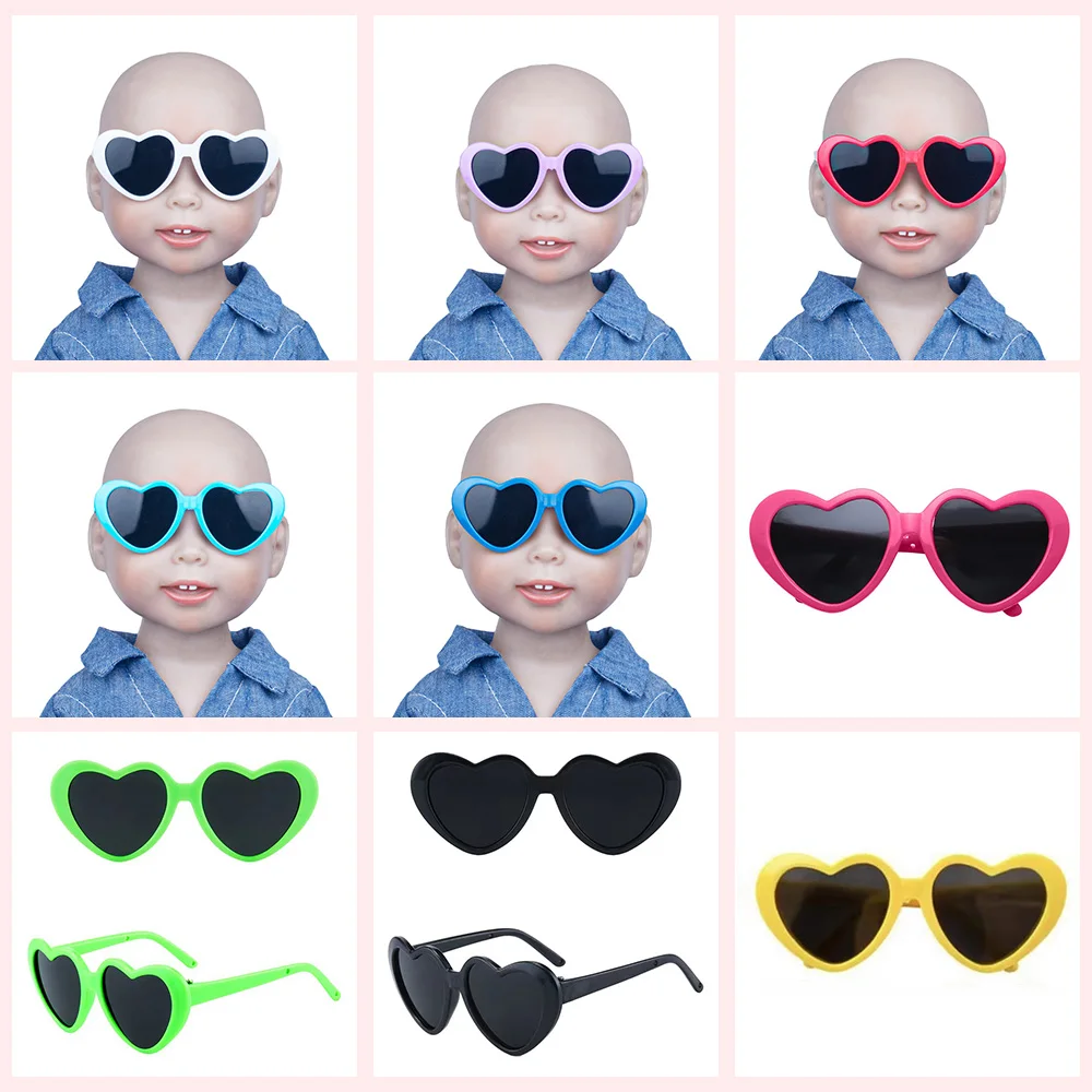 8cm Fashion Glasses Clothes For 20cm Dolls Cute Heart Shape Frame Plush Doll Eyeglasses for 1/3 1/4 BJD Dolls Mini Plush