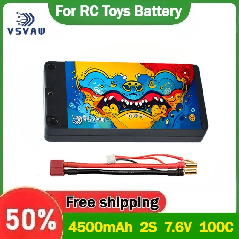 

4500mAh 2S 7.6V 100C HV 1/10 RC Car Model RC Thin Lithium Battery LCG