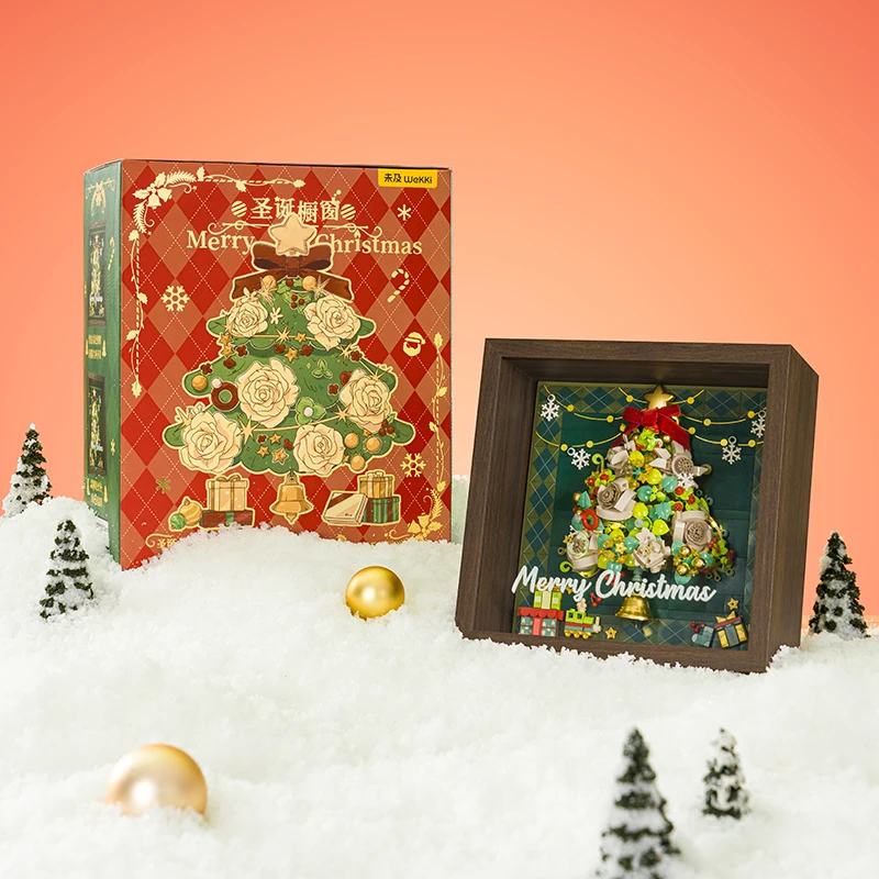 

Wekki Christmas Tree Frame Building Blocks Set Xmas 3D Window Wall Art Home Decoration with LED Lights Brick Toy Christmas Gift