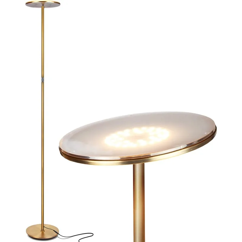 

Sky LED Floor lamp for Living Rooms & Offices -Torchiere Super Bright , Dimmable, Tall Standing Lamp for Bedroom Reading - Gold
