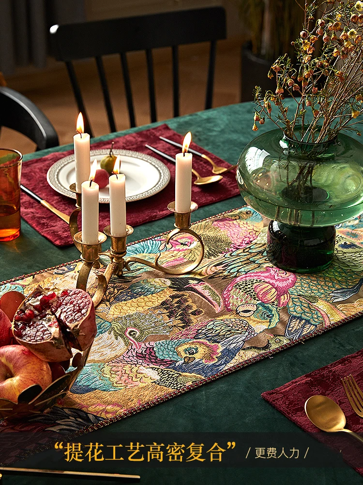 Light luxury Nordic dining table long fringed cover cloth American coffee table side cabinet table runner