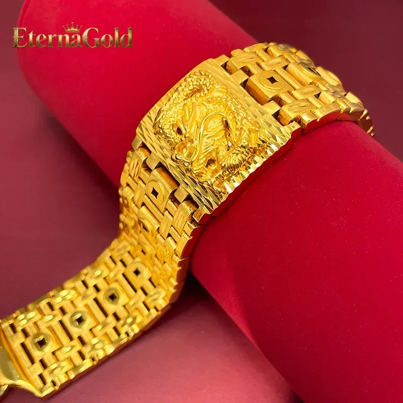 

EternaGold High-end boutique 9999 24K real gold men's boss bracelet domineering Xianglong watch bracelet