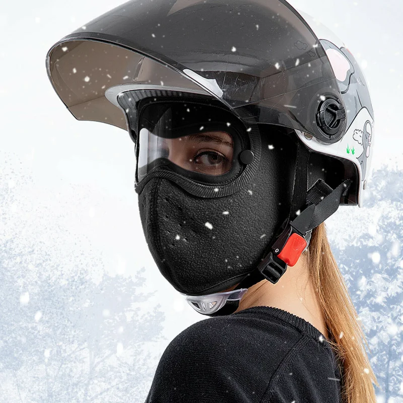 Windproof Anti Dust Full Face Mask Cycling Ski Breathable Masks Eye Shield HD Anti Fog Goggles Hood Cover Winter Warm Hat Cap