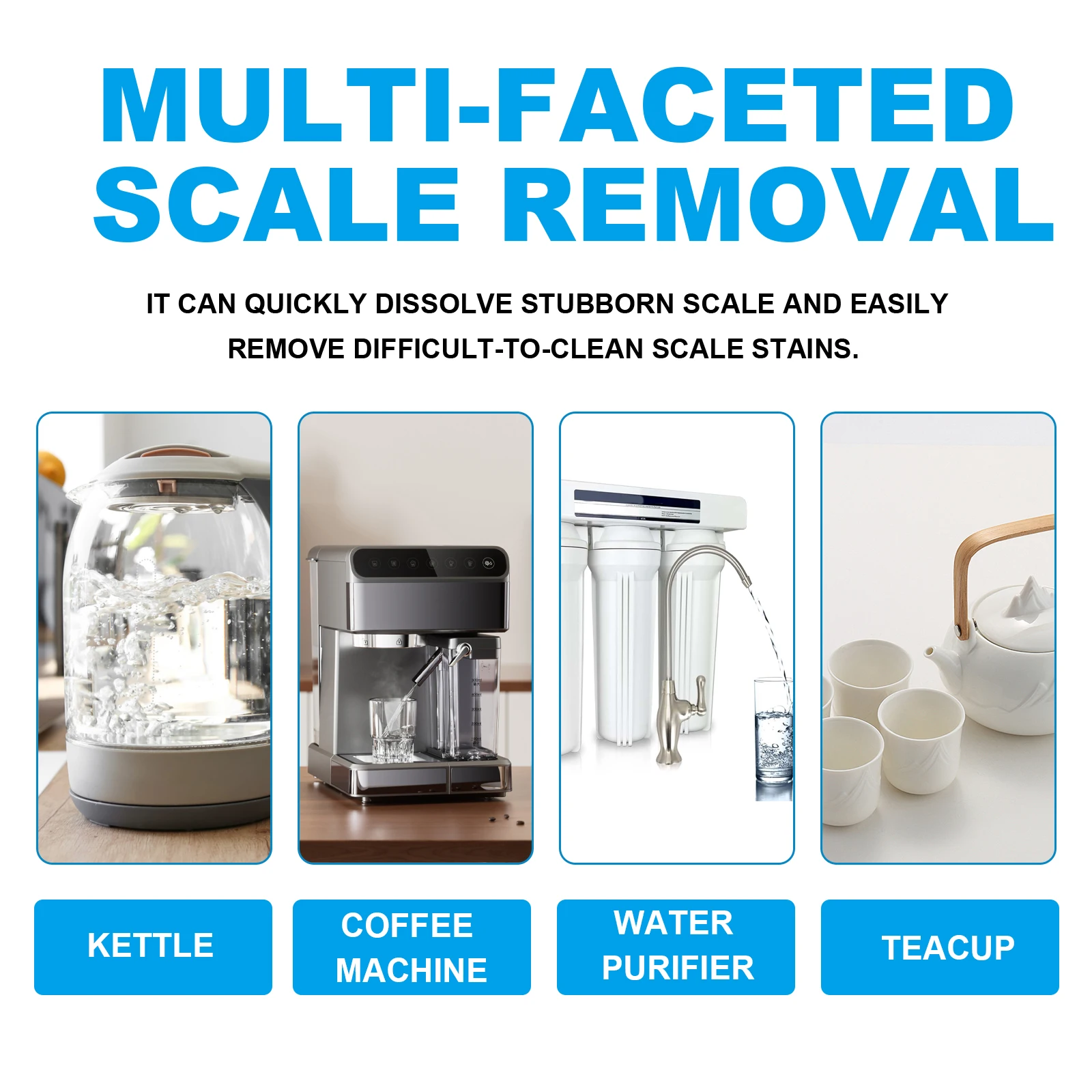 Scale Remover Effervescent Tablets, Powerful Cleaner for Kettle & Coffee Machine, Limescale Stain Deep Cleaning Tablets