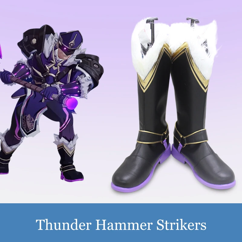 

Anime Game Fatui Thunder Hammer Strikers Tailored Stage Show 35-50 Yards Faux Leather Cosplay Shoe Gift