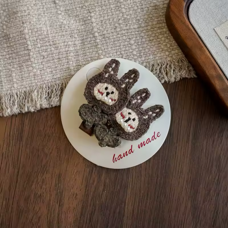 2Pcs Cartoon Hair Clips for Baby Girls Crochet Hairpins Children's Side Clip Newborn Hair Accessories Kids Cute Rabbit Hairclips - Image 9
