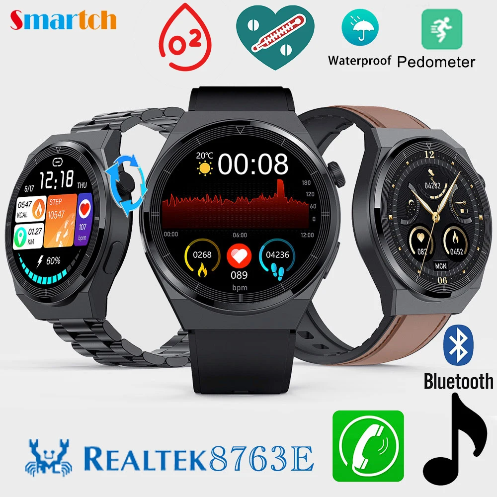 

Smart Watch True Blood Oxygen Temperature Monitoring Bluetooth-Compatible Call 8763E Chip Voice Assistant Waterproof Smartwatch