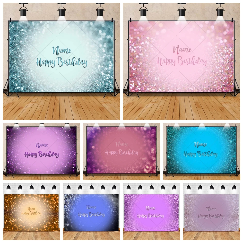 Glitter Birthday Background Simple Gradient Adult Children Birthday Backdrop Custom Baby Room Decor Photography Props Background
