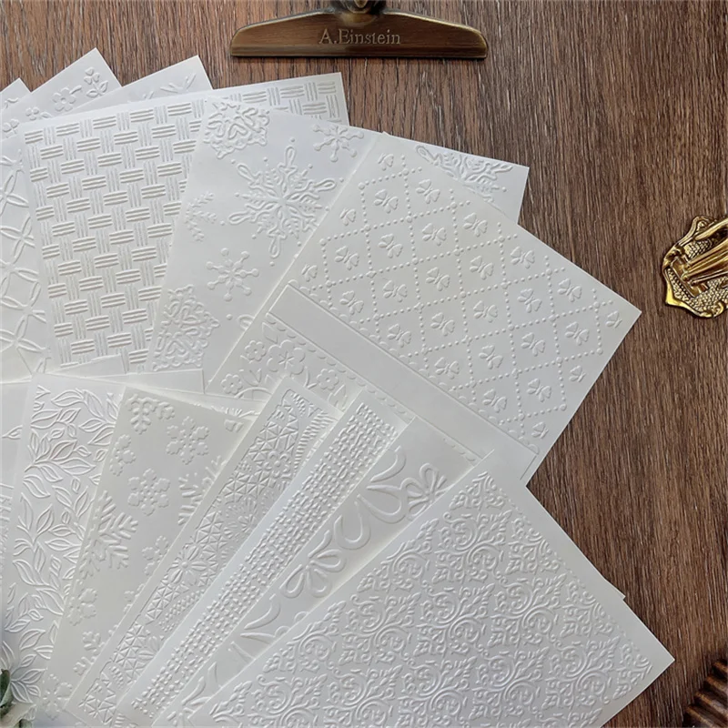 10Pcs Vintage Baroque Embossed Scrapbooking Art Paper DIY Junk Journal Planner Collage Background Craft Paper Decorate Supplies