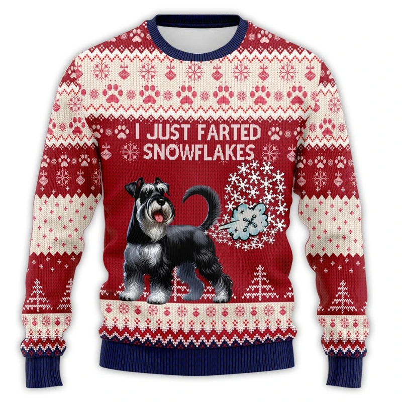 Hilarious Farting Dog Graphic Sweatshirts Funny Design Pet Dogs Ugly Christmas Sweater Unisex Clothes Husky Dachshund Pullovers