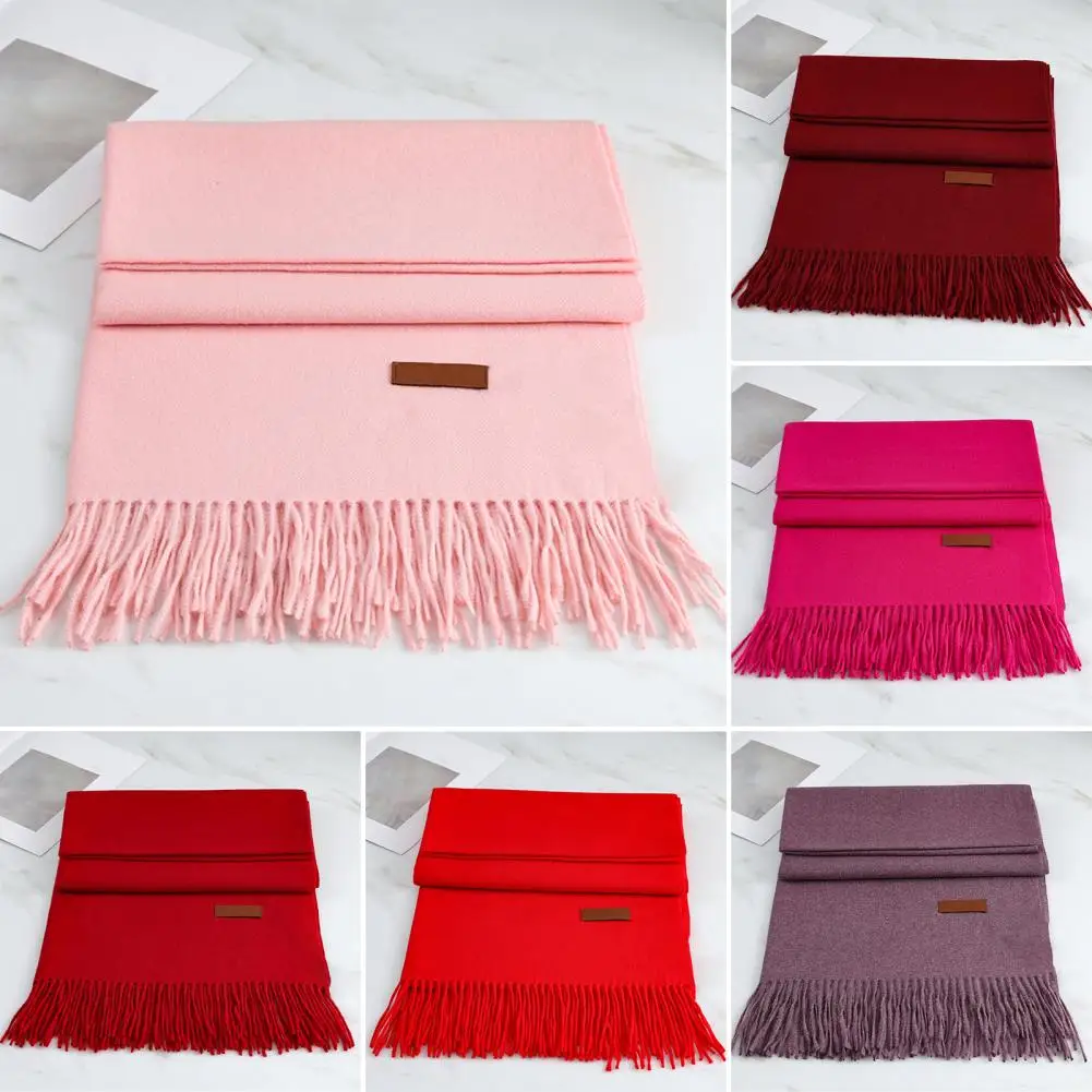 2022 Winter Cashmere Scarf Women Thick Warm Pashmina Shawls Wraps Solid Color Tassel Lady Blanket Echarpe Bufanda Hijab