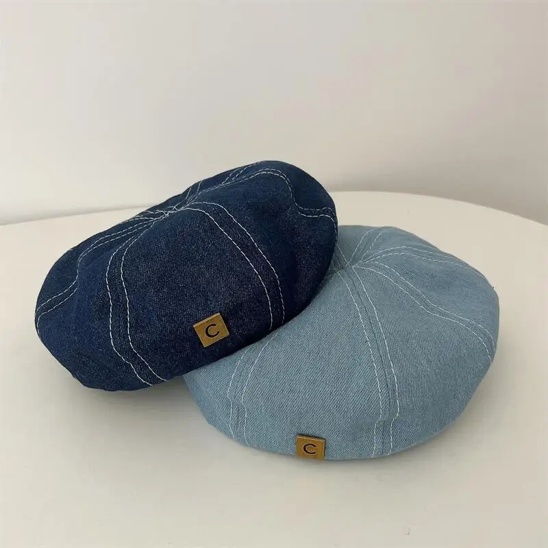 Korea Denim Baby Beret Hat Fashion Girls Boys Baby Hat Spring Autumn Kids Beret Hats Soft Baby Bonnet Caps Kids Accessories