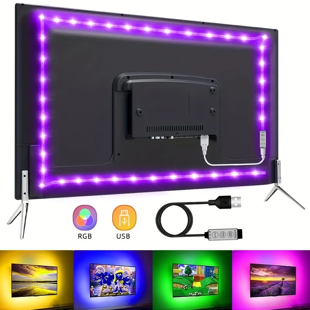 1 zestaw 3.28ft/16.4ft światła listwy RGB LED, USB 5V 5050SMD Patch Lights, 3 kontroler klucza do wystroju domu salon sypialnia TV Bac