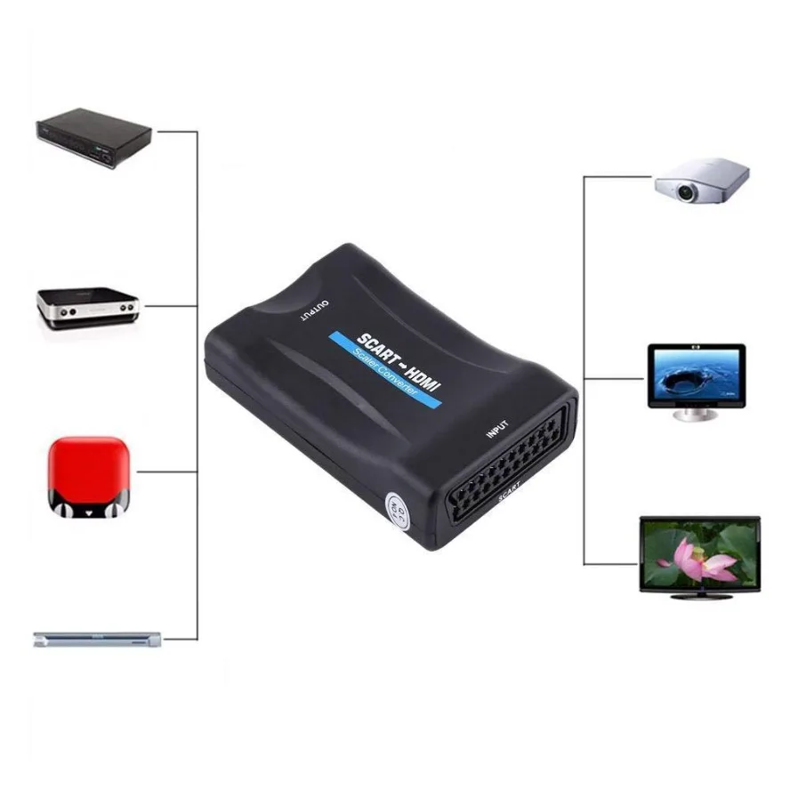 محول محول صوت فيديو راقي 1080P متوافق مع HDMI مع كابل USB لكابل Sky Box STB Plug and Play DC