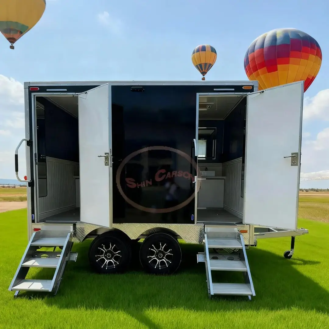 

Durable Towed Mobile Toilet Trailer-Mounted Outdoor Restroom with Flush System Leak-Proof Tank for Camping Construction