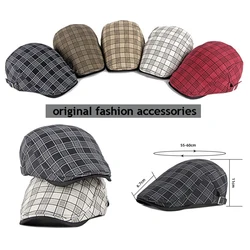 Fashion Fine Stripe Lattice Berets Hat Women Men Spring Summer Plaid Visors Red Green Blue Duckbill Herringbone Flat Cap