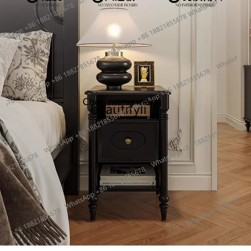 ss8350 American retro style solid wood smart bedside table household bedroom shelf bedside storage cabinet