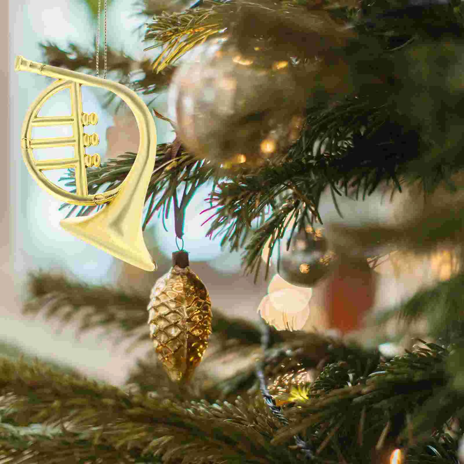 

20 Pcs Mini Toys Musical Instrument Model Red Christmas Tree Ornaments Xmas Decoration Golden Plastic Charms for Jewelry