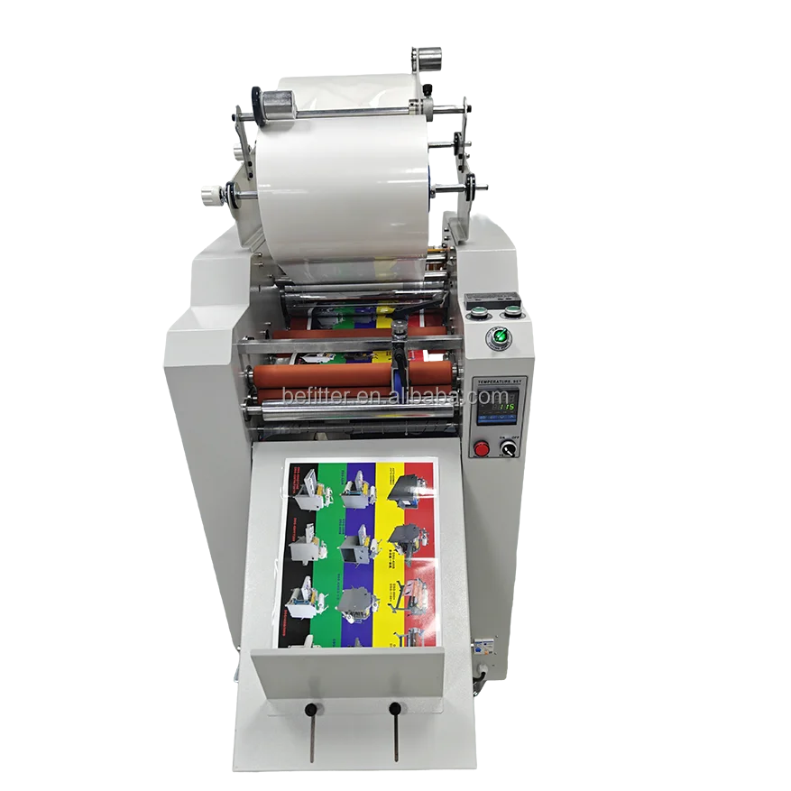 390A  340mm Double Side Automatic Roll Laminator Auto Feeding Auto Cutting Intelligent Temperature Control System