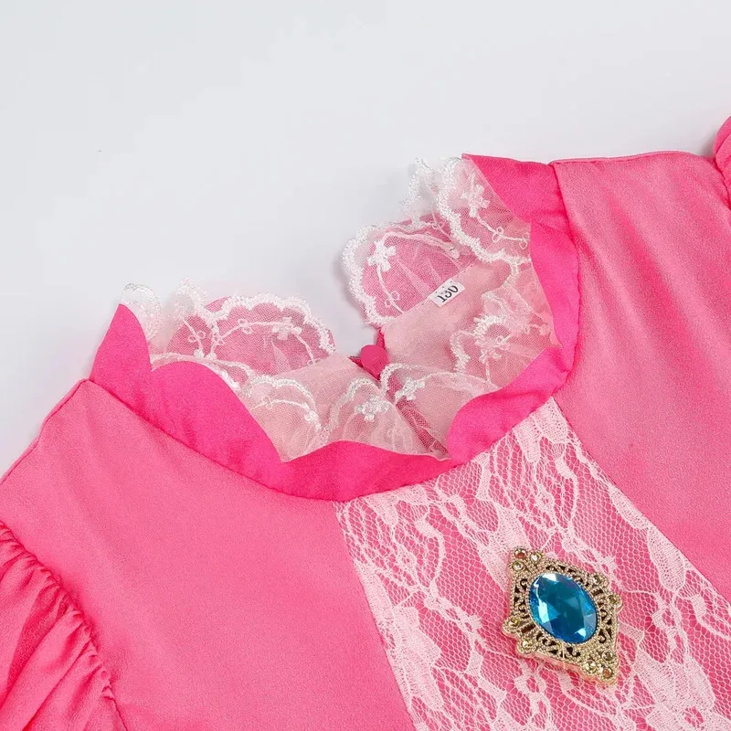 Cy2025Pumber Bros Vedio لعبة الفيلم تأثيري فتاة فستان الصيد الدانتيل الأميرة الكرة ثوب زي لطيف الطفل هالوين