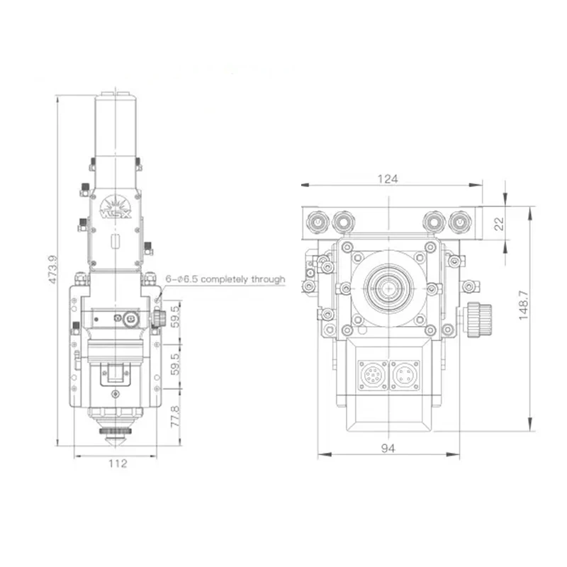 WSX Fiber Laser Head QBH NC60 6000W Auto Focusing Fiber Cutting Machine Head Fiber Cutting Machine Spare Parts