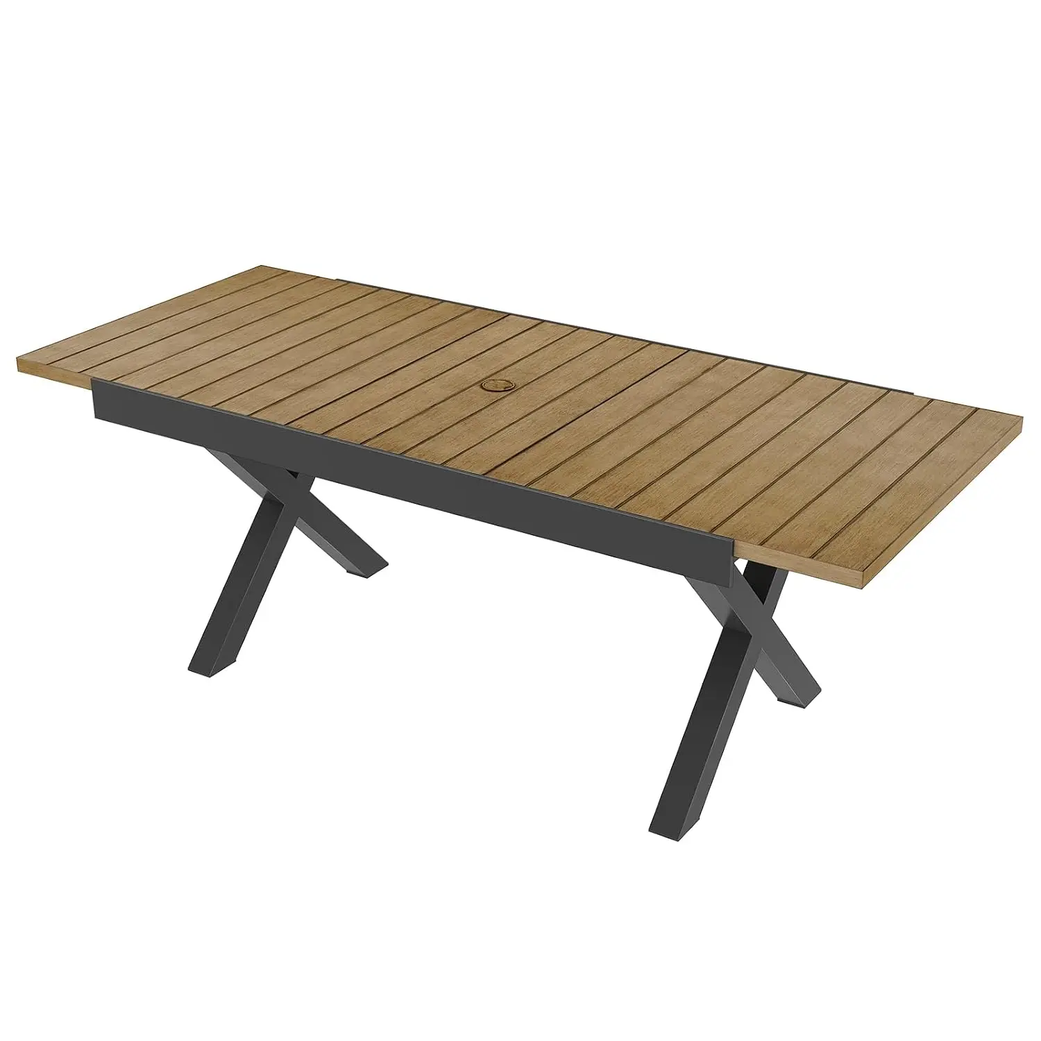 Teak Expandable Table 8-Seater, Rust-Proof Aluminum Patio Table 63