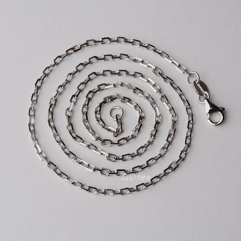 JustNeo solid 925 sterling silver oval cable chain necklace with rhodium plate 16-28inch,Basic Chains for Pendants