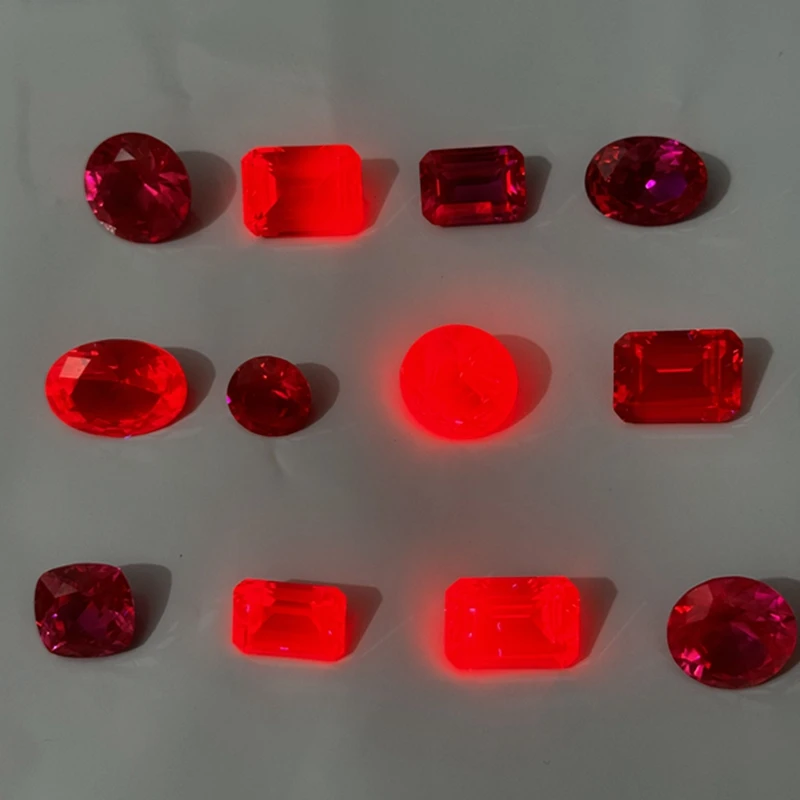 Pretty Ruby Fluorescent Ruby Tested by UV Light VVS Loose Gemstones for Jewelry Making and Gemstone Collecting DIY Gem Beads