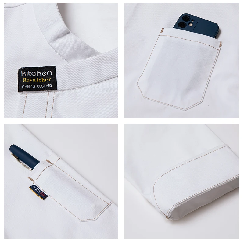 Professioneel chef-kokuniform voor lange mouwen Voedsel Koken Kleding Catering Koksjas Restaurant Keukenoverhemd Ober Werkkleding