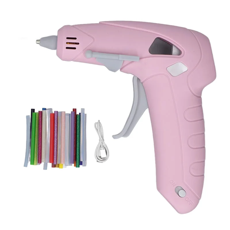 

ABVG-Electric Glue Gun Cordless Glue Gun Rechargeable Charging USB Leakproof Fast Heating With 30 Glue Stick For School