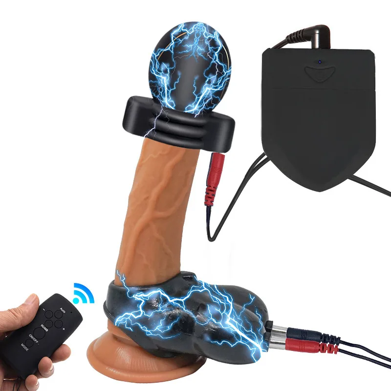 Electric Cock Ring CBT Electro Sex Bdsm Ring On Penis Ball Stretcher Testicle Massager Male Chasity Cage Sexy Toys For Adult