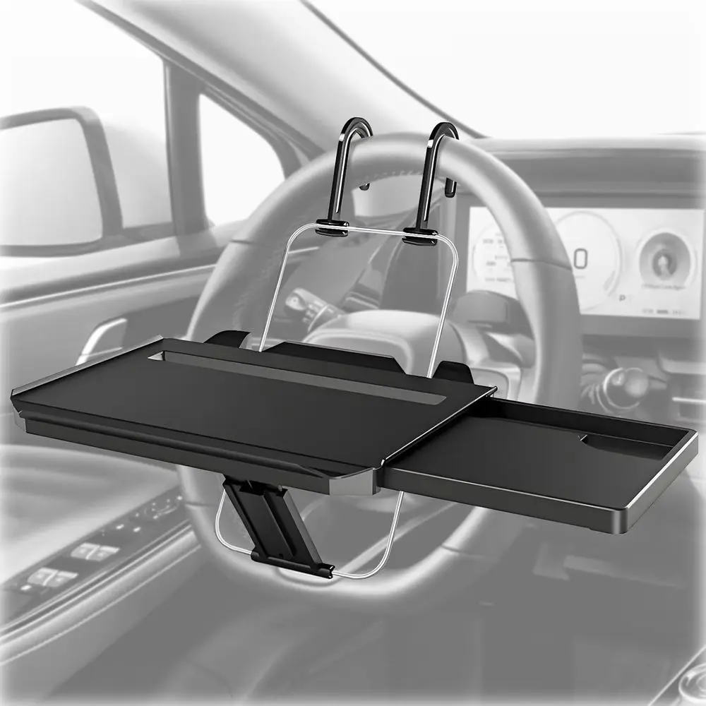 2-in-1 Steering Wheel Laptop Holder and Adjustable Backseat Tray with Cup Holder - Perfect for Travel and Work