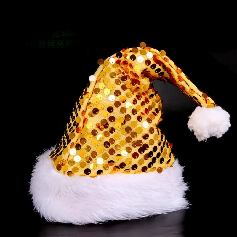 Sequined Santa Hats Thicken Headgear for Holiday Christmas New Year Symbol