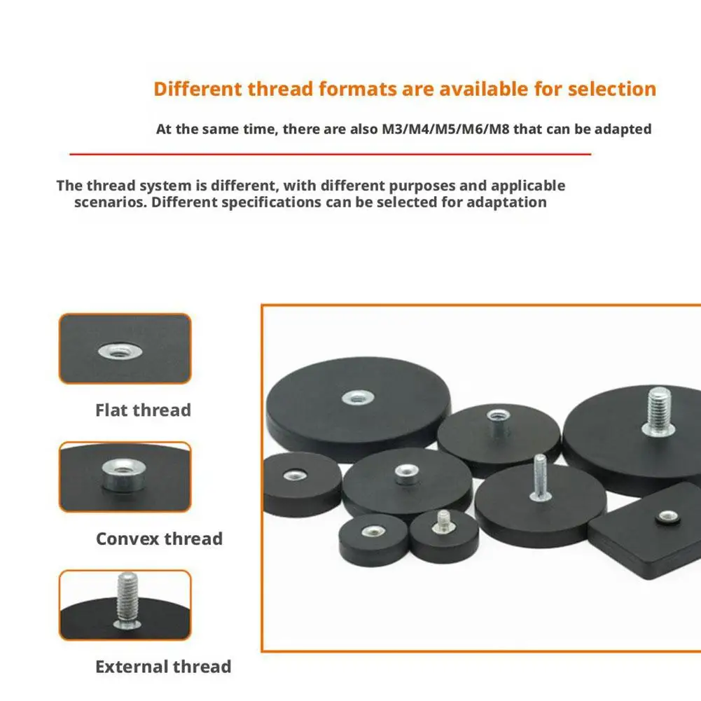 D88 M6/M8 Base magnetica Rivestito in gomma Pentola al neodimio Magneti Ventosa Staffa di montaggio Staffa per bullone per auto Luce fotografica 42KG
