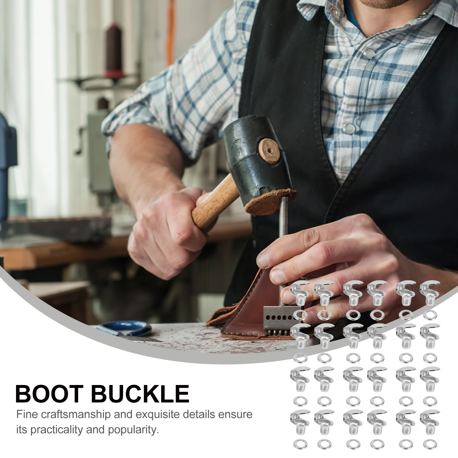 

20pcs Shoe Buckle Boots Diy Fixing Hook Lace Hooks Replacement Laces Shoelace Iron Gasket Boot Hooks Kit Brass Pad Accessories