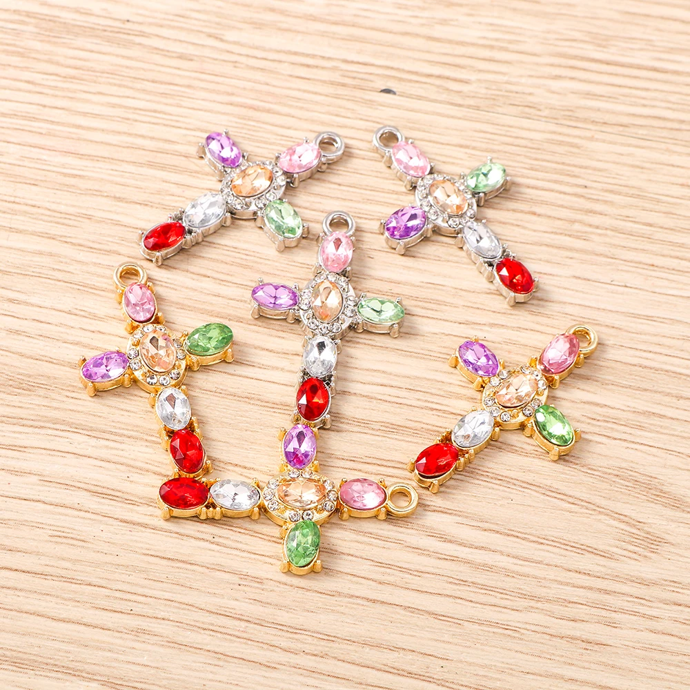 Tusember 5 Stück 18*30mm CZ Strass Kristall Kreuz Charms Anhänger für Schmuckherstellung Ohrringe Halskette Kruzifix ﻿ Zubehör – Detail 4