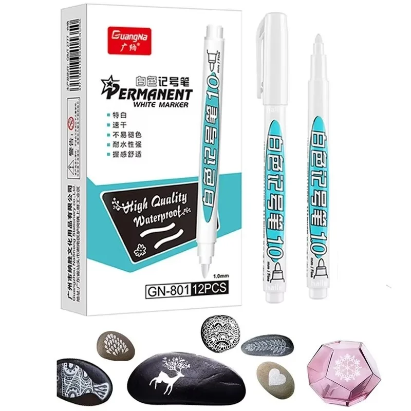 

1/2/3Pcs Oily White Marker Pen Graffiti Pens Waterproof Permanent Gel Pencil Tire Painting Notebook Tyre Tread Environmental Pen