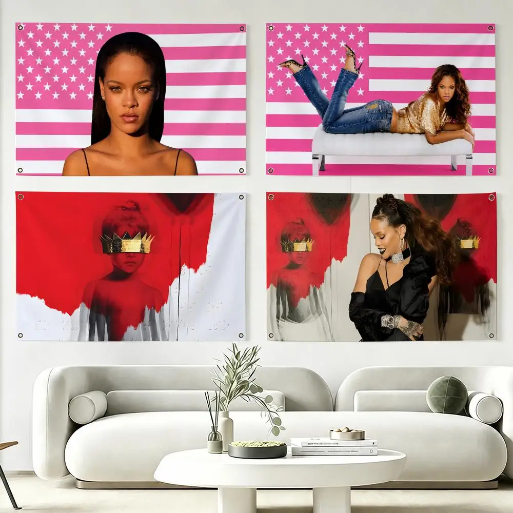 R-rihannaS Singer Flags Hanging Banner Home Outdoor Camping Picnic Party Decoration Fashion Best Selling Wall Art Decor