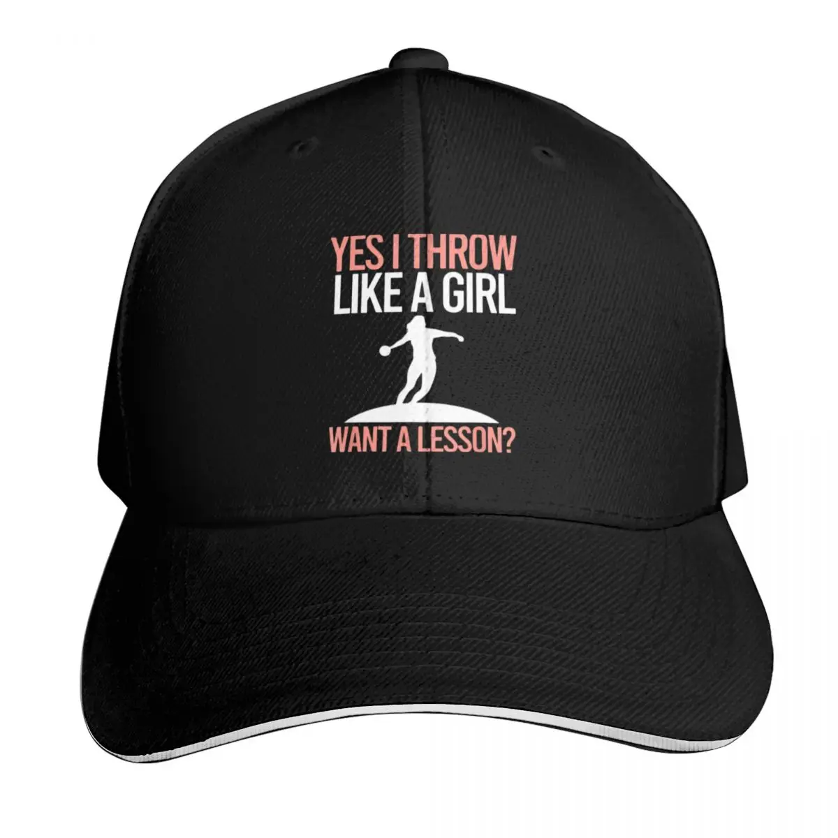 

I Throw Like A Girl Discus Throwing Track And Field Discus Бейсбольная кепка чайная шляпа Роскошная дизайнерская кепка Дизайнерская мужская женская кепка
