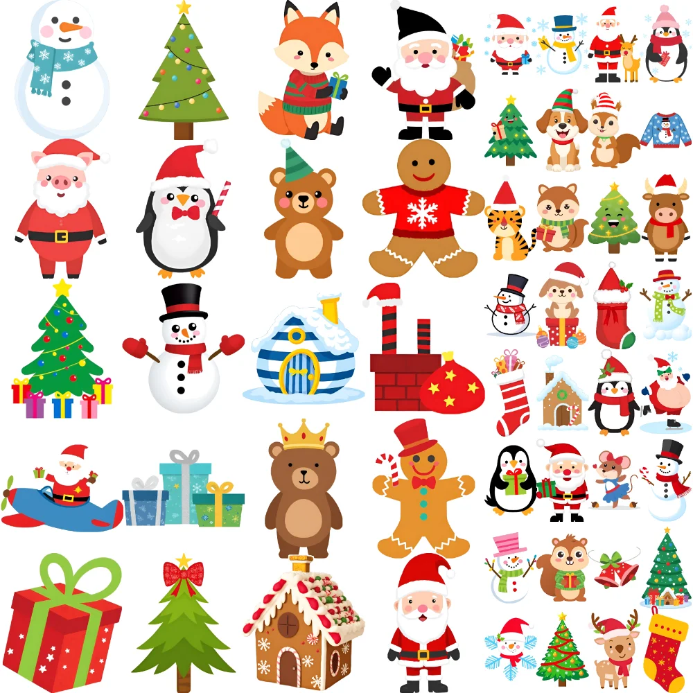 54pcs Temporary Tattoo Holiday Stickers Waterproof Long-lasting Body Stickers Christmas Stickers For Children Cheeks Arms