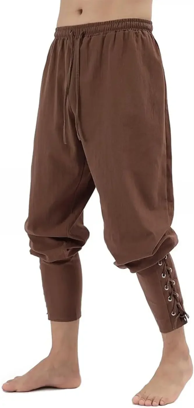 

Men's Ankle Banded Pants Medieval Viking Navigator Pirate Costume Renaissance Gothic Halloween Cosplay Trousers.