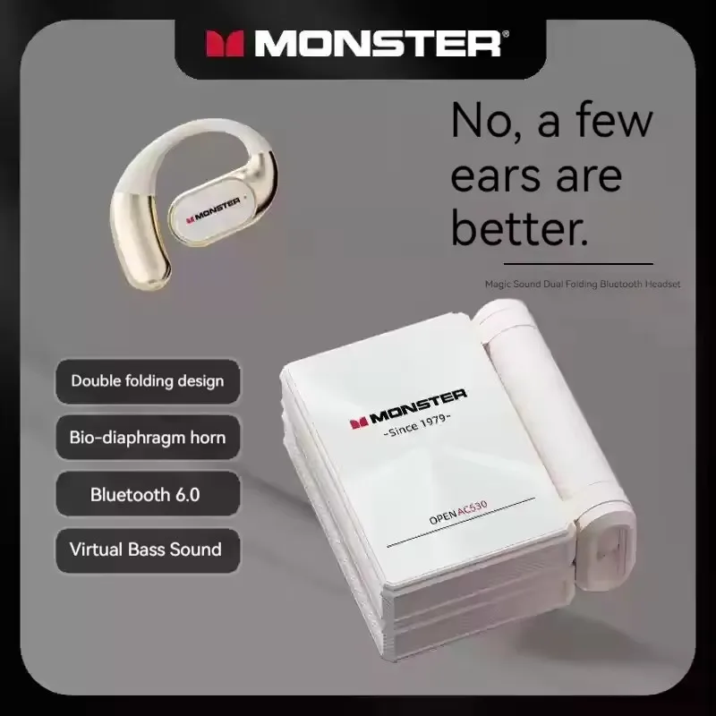 

AC530 Bluetooth Earphones Smart Waterproof Noise Reduction Ear Hanging Painless Sports Earphones Can be Double Foldable