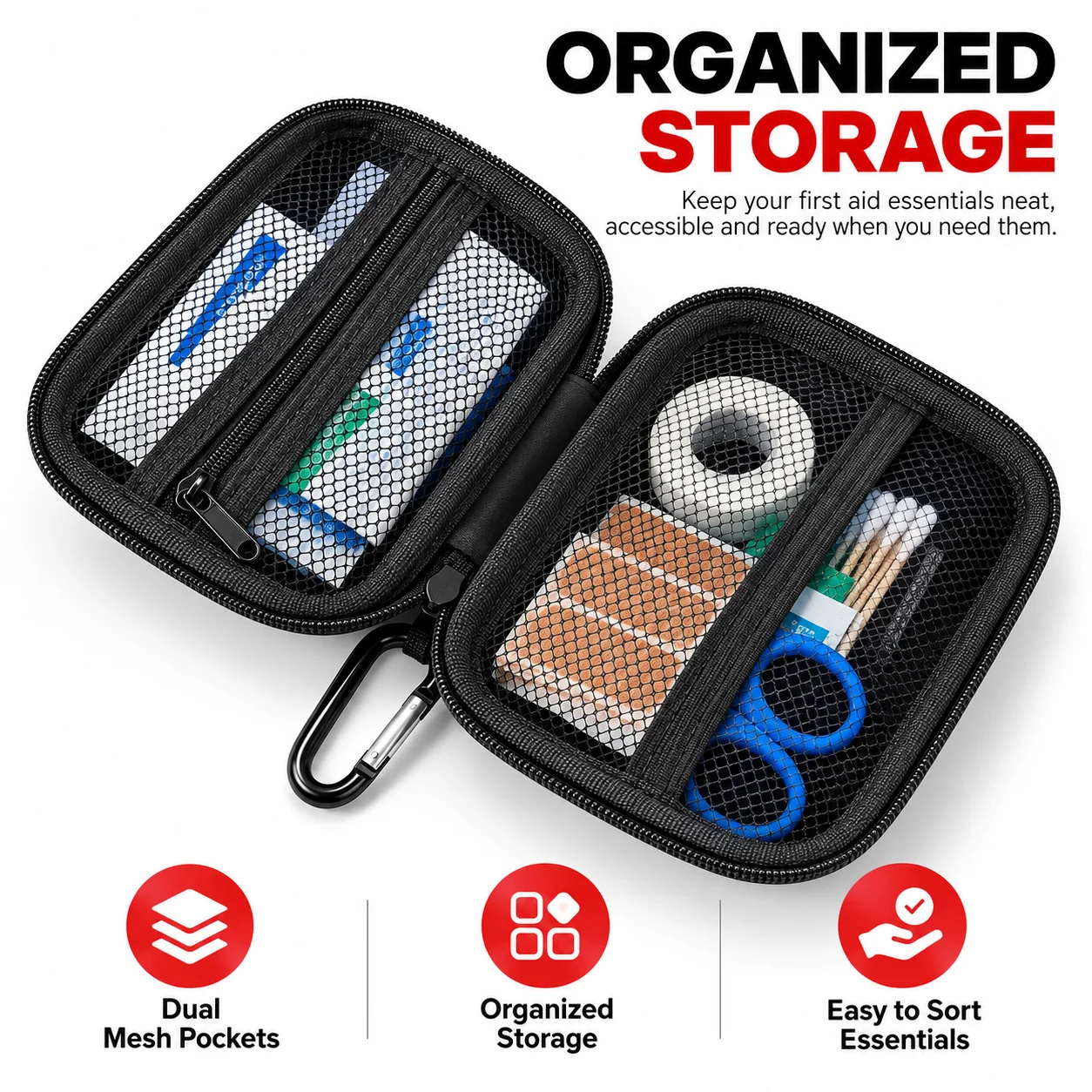 Portable Home First Aid Kit School Emergency Epidemic Prevention PU Waterproof First Aid Kit Car EVA Hard Shell Storage Kit