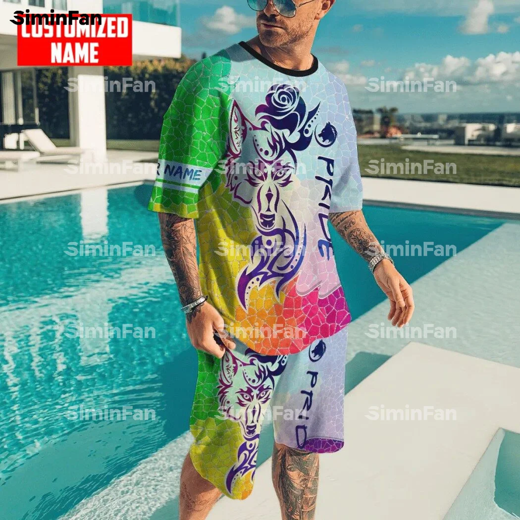 

LGBT Bee Wolf Rose Tattoo PRIDE 3D Print Men TShirt Board Shorts Set Summer Suit Female Tee Top Tracksuit Two-Piece Sportswear 1