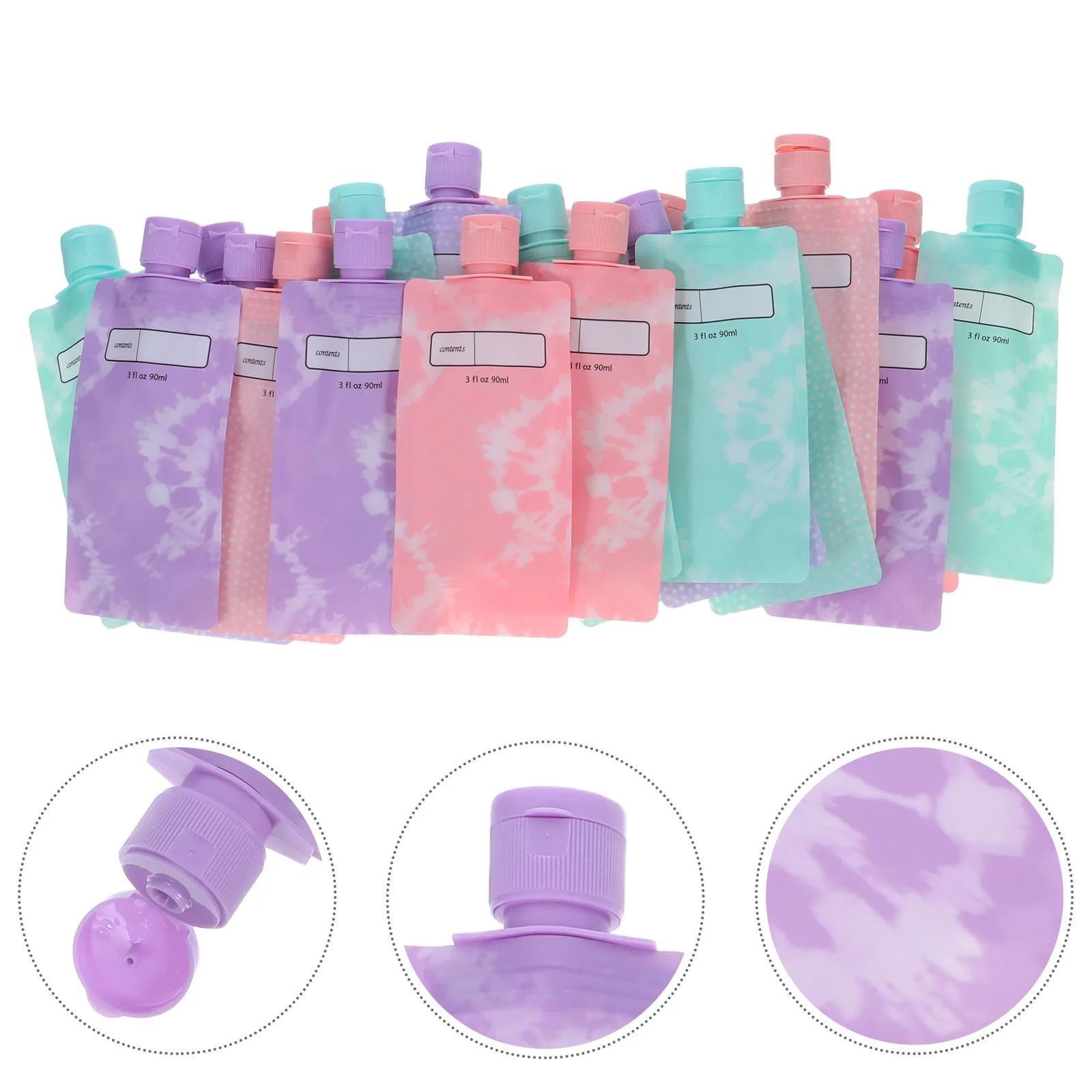

24Pcs Portable Travel Pouches 90Ml Refillable Leakproof Liquid Containers Compact Toiletry Organizer for Shampoo Conditioner