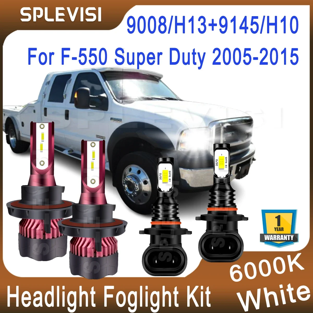 

LED High Low Beam Foglight 9008+9145 For F-550 Super Duty 2005 2006 2007 2008 2009 2010 2011 2012 2013 2014 2015 Bright White