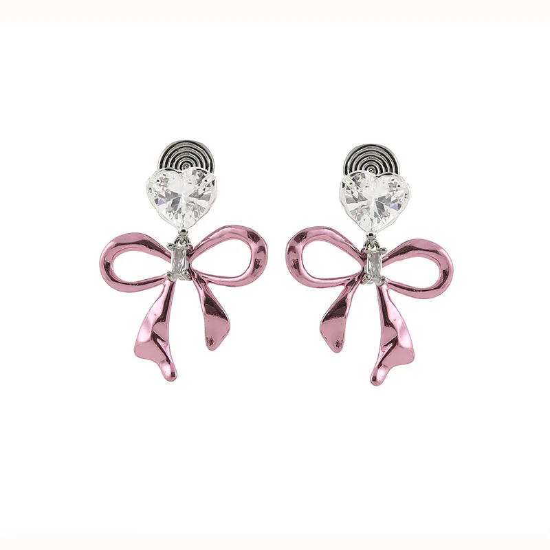 New Women\'s Dopamine Pink Bow Mosquito Incense Plate Ear Clip No Ear Hole Academy Style Love Earnail Jewelry Gift