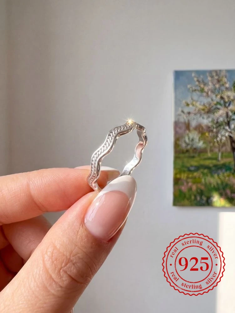 925 Sterling Silver Simple Wave Twists Ring For Women Daily Wear Anniversary Party Fashion Minimalism Fine Jewelry