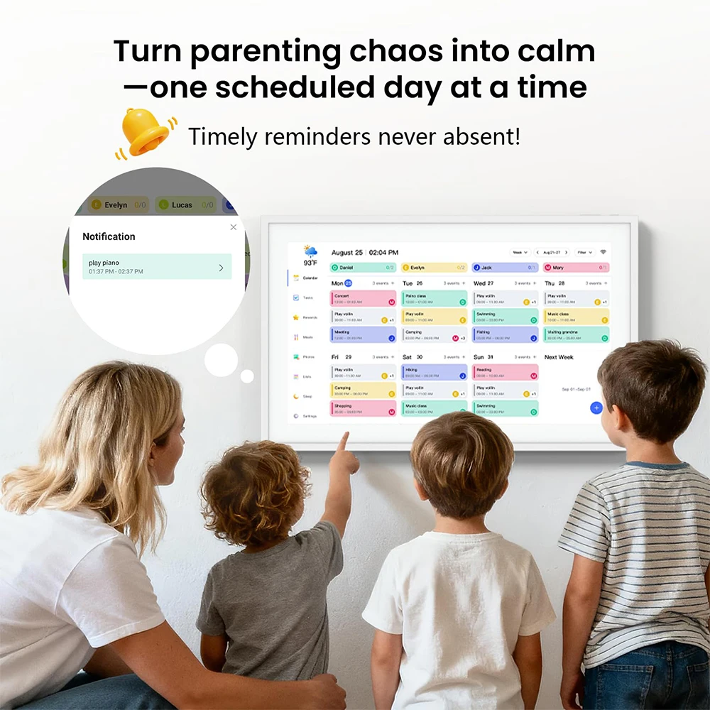 21.5inch Digital Calendar Planning Calendar, Chore Chart Task Rewards for HD Interactive Touchscreen Smart Family Planner NEWYES view 3